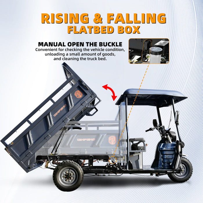 Jinpeng 1500W Electric Cargo Tricycle Truck with Canopy