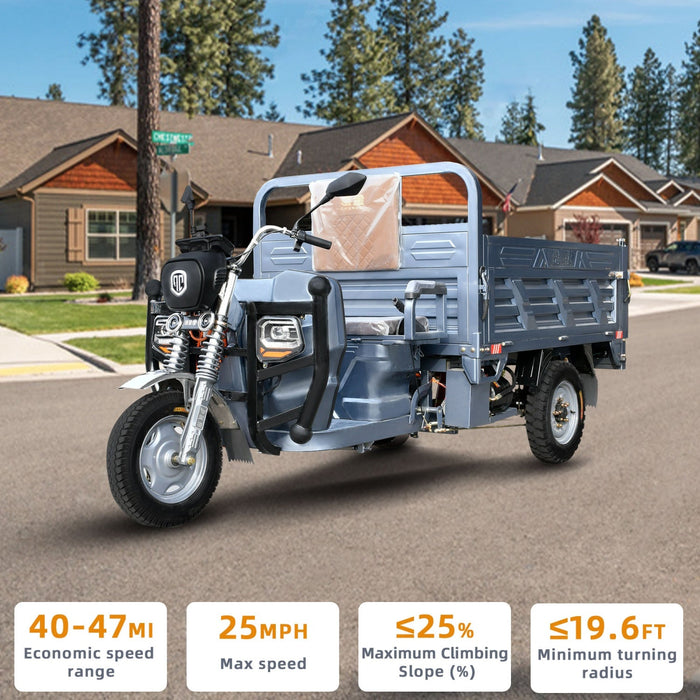 Jinpeng 1500W Electric Cargo Tricycle Truck w/ Hydraulic Dump for Easy Unloading