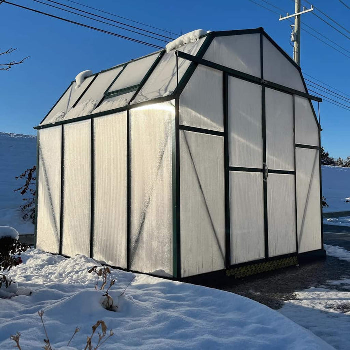 Grandio Elite 8x8 Greenhouse Kit 10mm Polycarbonate Barn Style Aluminum Frame
