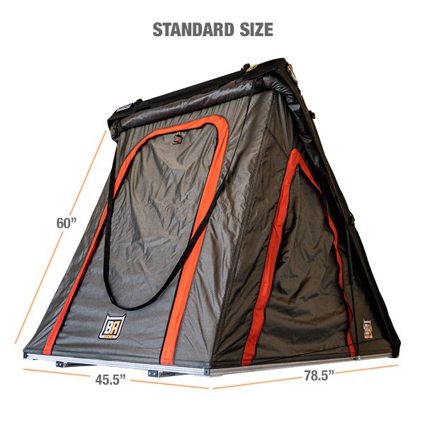 BA TENTS - "PACKOUT"- PREASSEMBLED Soft top Rooftop Tent (Universal Fit) - Black/Rhinotec Cover + Grey/Org Tent - 45x78"