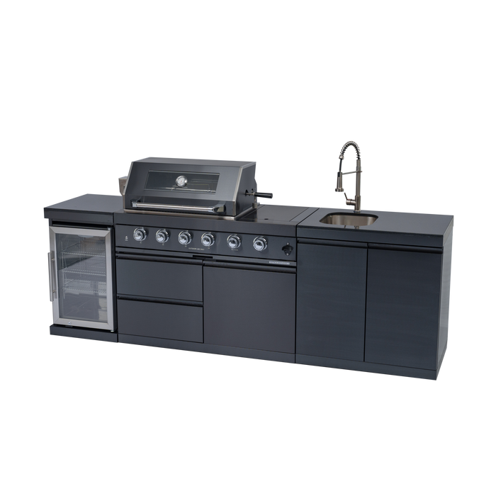 98" 4-Burner 72,000 BTU Stainless Outdoor Kitchen Island Grill with Wine Cooler & Sink