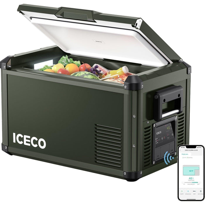 ICECO NEW！37QT VL35ProS Olive 12V Metal Single Zone Fridge Freezer