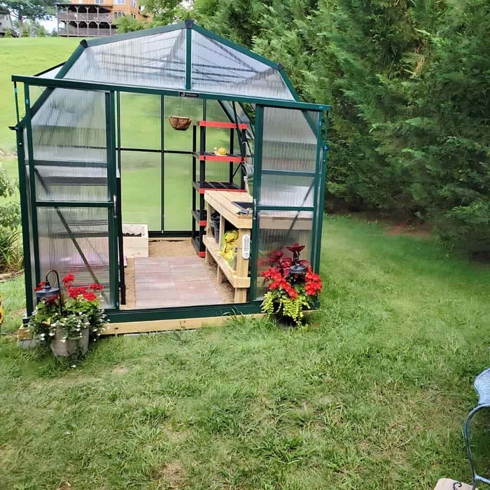 Grandio Elite 8x8 Greenhouse Kit 10mm Polycarbonate Barn Style Aluminum Frame