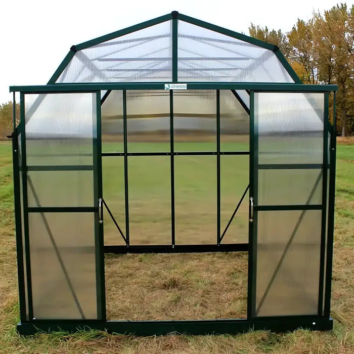 Grandio Elite 8x12 Greenhouse Kit 10mm Polycarbonate Barn Style Aluminum Frame