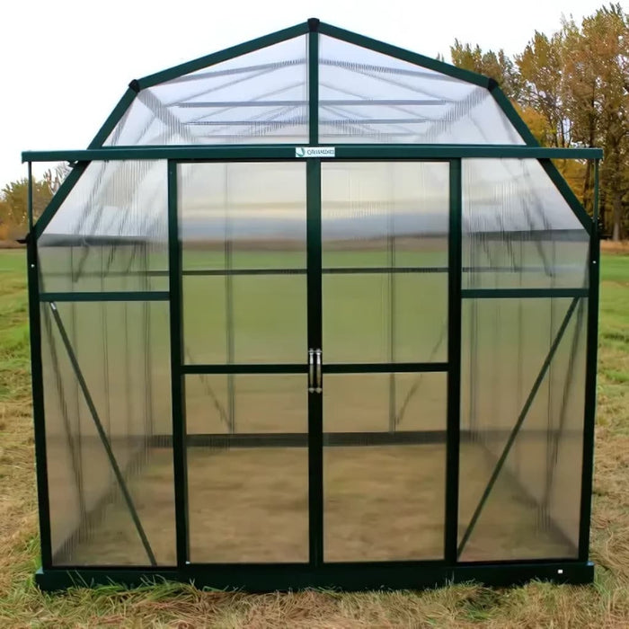 Grandio Elite 8x12 Greenhouse Kit 10mm Polycarbonate Barn Style Aluminum Frame