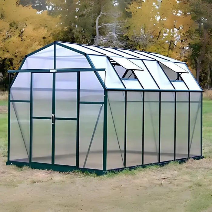 Grandio Elite 8x12 Greenhouse Kit 10mm Polycarbonate Barn Style Aluminum Frame
