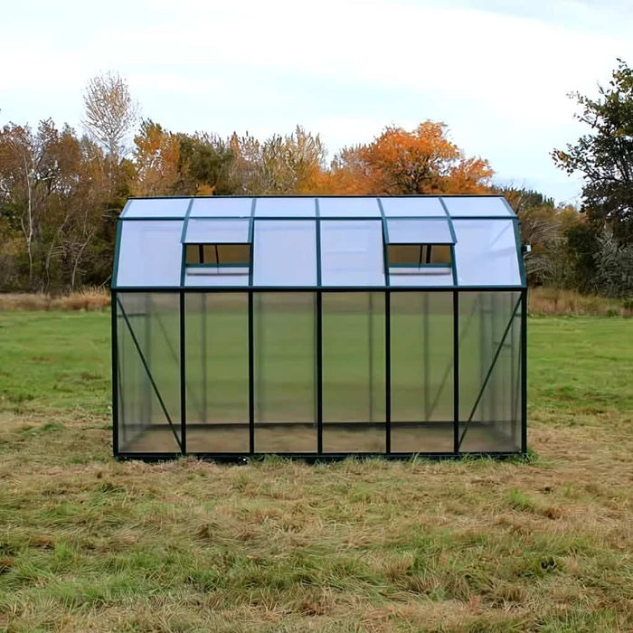 Grandio Elite 8x12 Greenhouse Kit 10mm Polycarbonate Barn Style Aluminum Frame