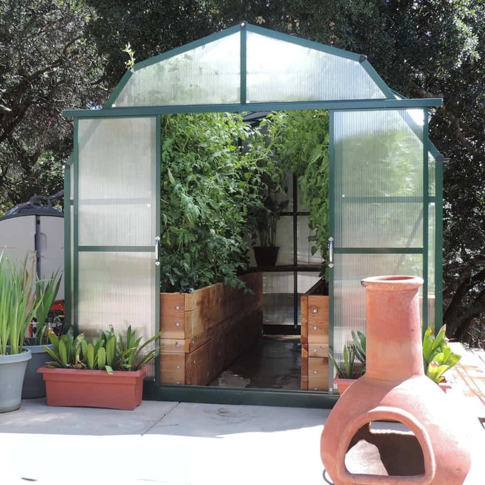 Grandio Elite 8x8 Greenhouse Kit 10mm Polycarbonate Barn Style Aluminum Frame