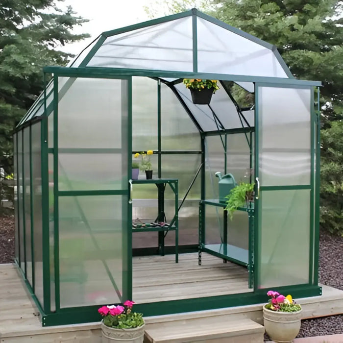 Grandio Elite 8x8 Greenhouse Kit 10mm Polycarbonate Barn Style Aluminum Frame