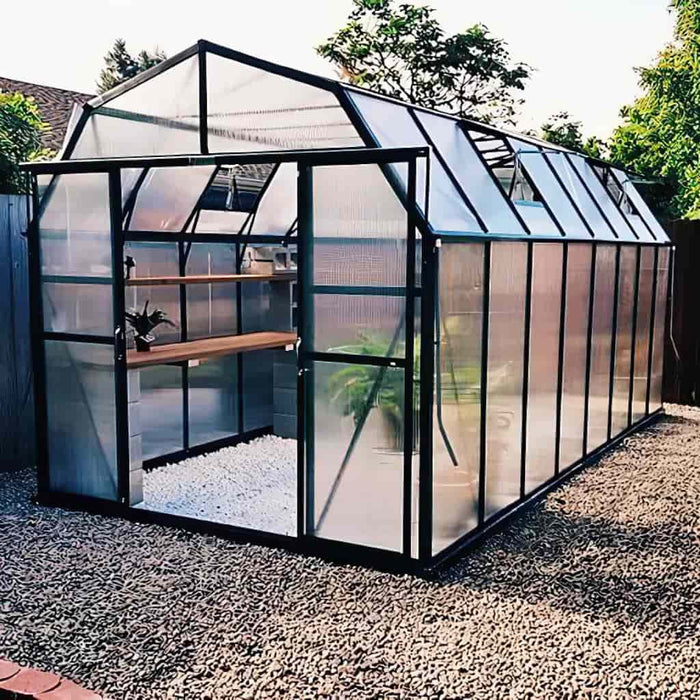 Grandio Elite 8x16 Greenhouse Kit 10mm Polycarbonate Barn Style Aluminum Frame