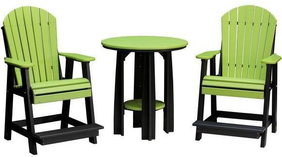 LuxCraft Recycled Plastic Counter Height Adirondack Balcony Table Set