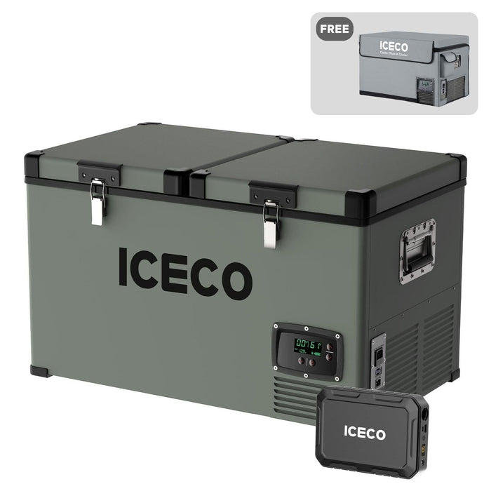 ICECO 63.4QT VL60 Dual Zone Metal Fridge Freezer with Cover