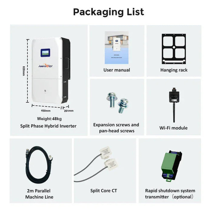 AmenSolar N3H-X10US 10KW Split Phase Hybrid Solar Inverter