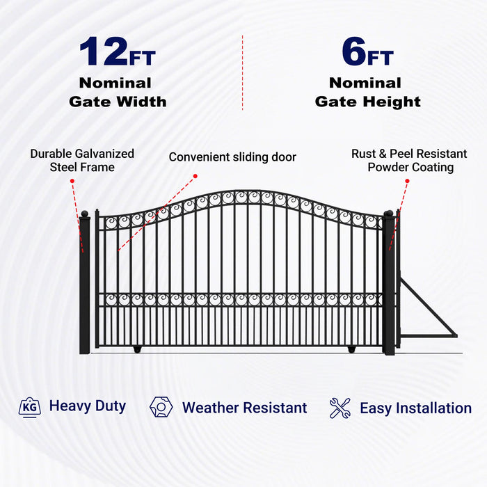 12x6 ft Steel Sliding Driveway Gate