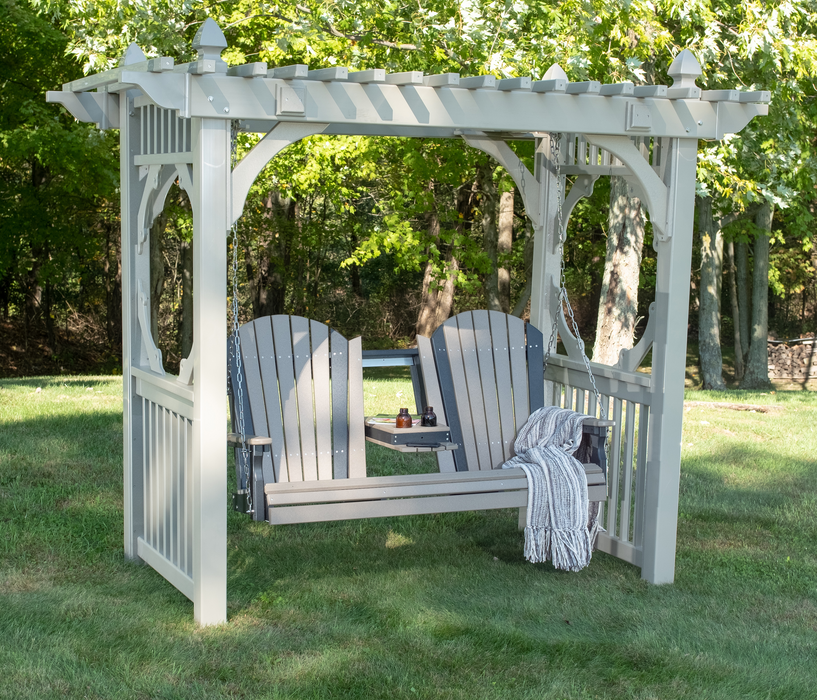 LuxCraft Adirondack 5ft. Recycled Plastic Porch Swing with Flip Down Center Console