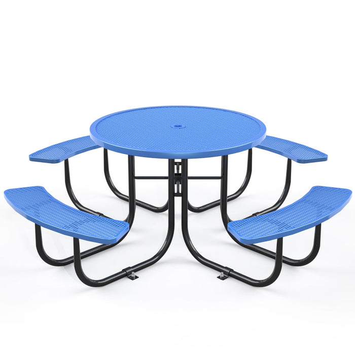 Chery Industrial 46" Metal Round Portable Picnic Table with Umbrella Hole