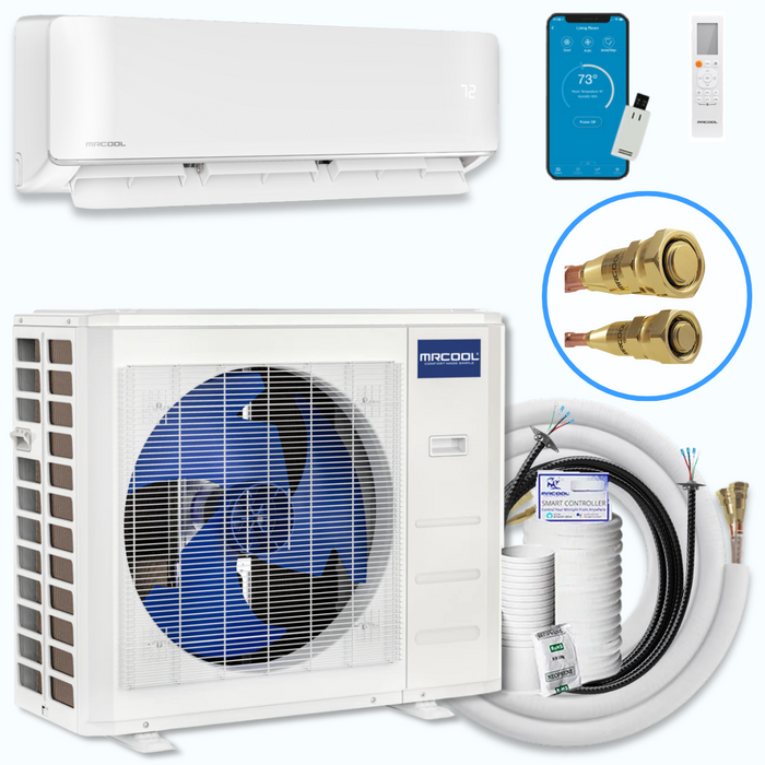MRCOOL DIY 5th Gen E Star 9,000 BTU Single Zone Mini Split Complete System 115V with 25 ft. DIY Quick Connect Line Set and DIYPRO Cable, DIY-09-HP-WM-115D25-O