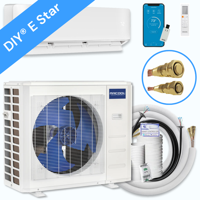 MRCOOL DIY 5th Gen E Star 9,000 BTU Single Zone Mini Split Complete System 115V with 25 ft. DIY Quick Connect Line Set and DIYPRO Cable, DIY-09-HP-WM-115D25-O