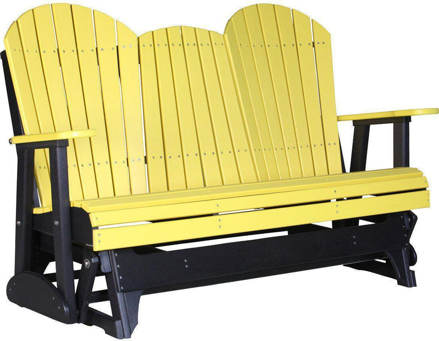 LuxCraft Recycled Plastic 5' Adirondack Glider Chair With Flip Down Center Console