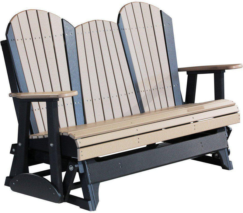 LuxCraft Recycled Plastic 5' Adirondack Glider Chair With Flip Down Center Console