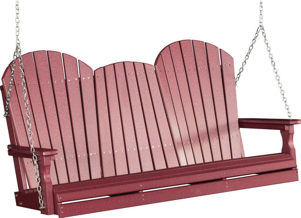 LuxCraft Adirondack 5ft. Recycled Plastic Porch Swing with Flip Down Center Console
