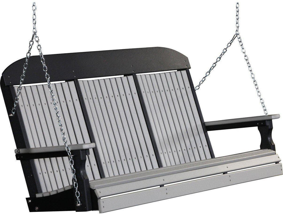 LuxCraft Classic Highback 5ft. Recycled Plastic Porch Swing with Flip ...