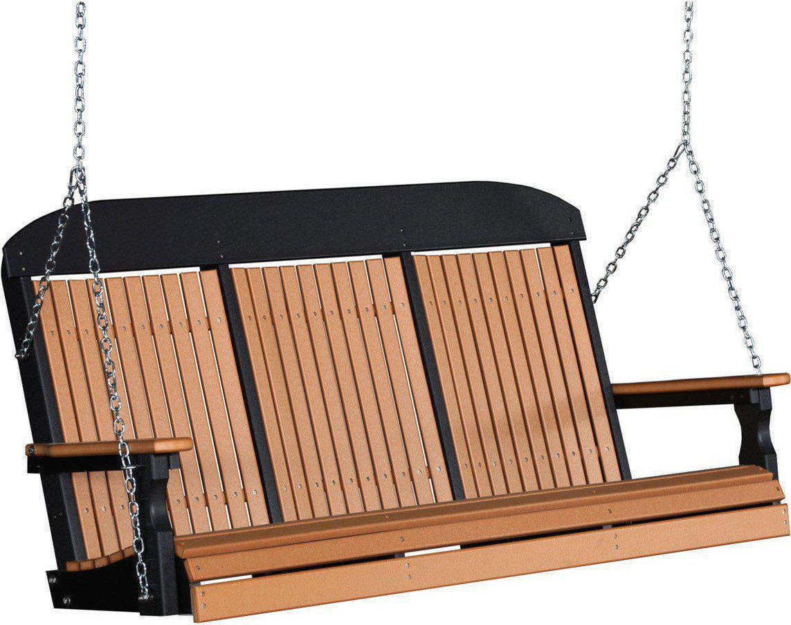 LuxCraft Classic Highback 5ft. Recycled Plastic Porch Swing with Flip ...
