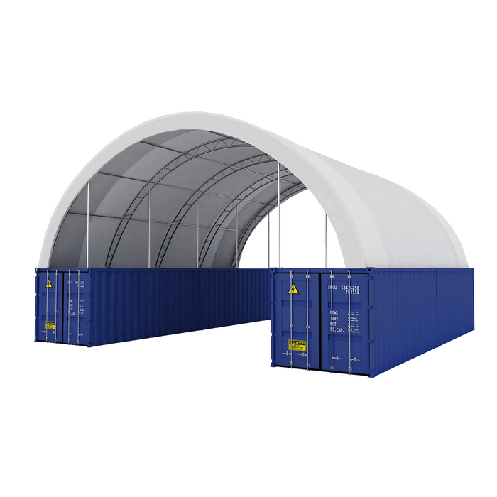 Chery Industrial 40'x40'x15' Double Truss Shipping Container Canopy Shelter, Outside