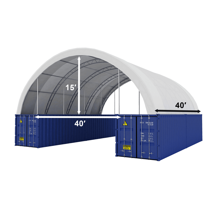 Chery Industrial 40'x40'x15' Double Truss Shipping Container Canopy Shelter, Outside