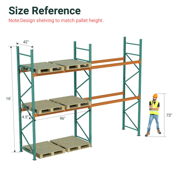 Teardrop Pallet Rack Starter Units, 96"W x 42"D x 192"H, 5000 lbs Shelf Cap