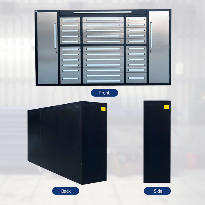 Chery Industrial 9 ft Garage Storage Cabinet with 34 Drawers & 2 Cabinets