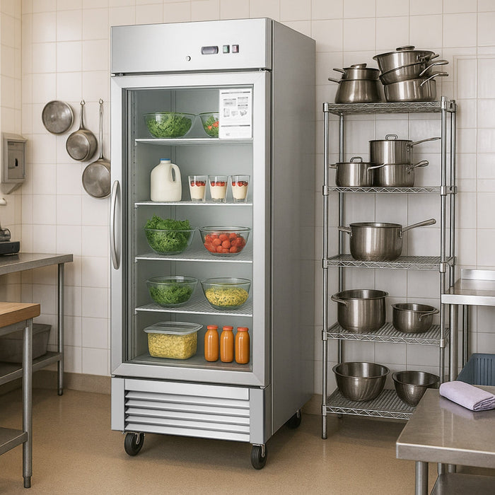 Chery Industrial 27” W27 19 cu. ft Commercial Display Glass Door Refrigerator