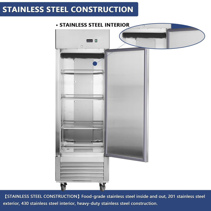 Chery Industrial 27"W Single Solid Door Reach-In Refrigerator 19 cu. ft. Commercial Refrigerator