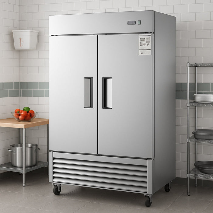 Chery Industrial 54"W Commercial Refrigerator 42 cu. ft. 2 Solid Door Reach-In Refrigerator