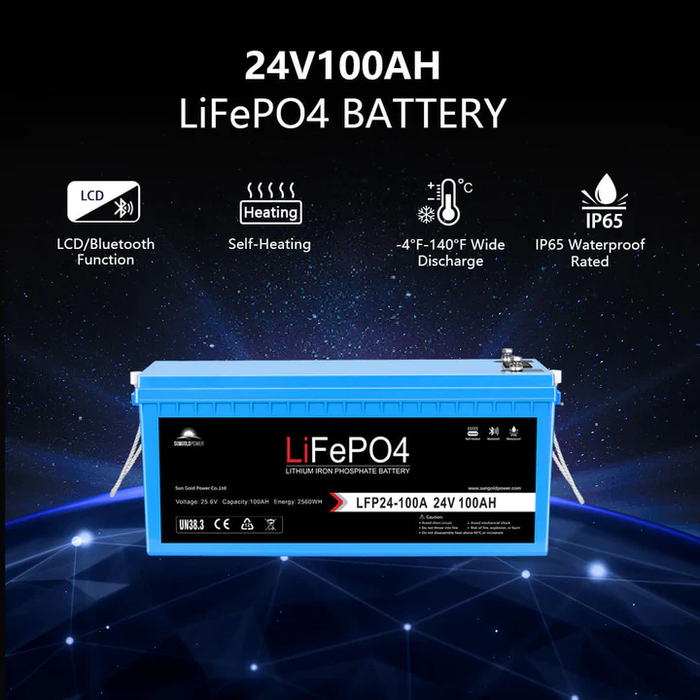 SunGoldPower Off Grid Solar Kit 6000W 48VDC 120V/240V LifePO4 10.24KWH Lithium Battery 6 X 370 Watt Solar Panels
