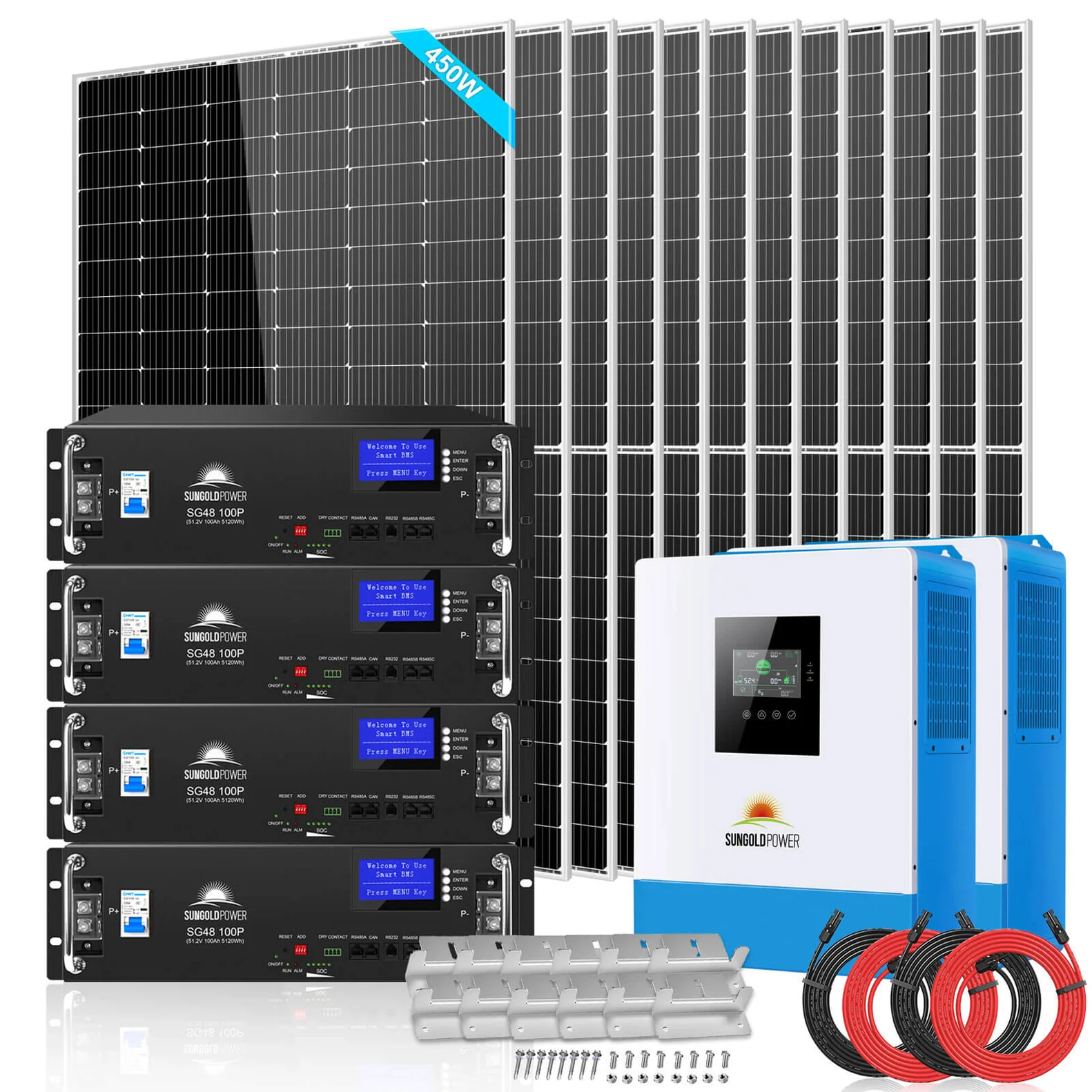 SunGoldPower Off Grid Solar Kit 10000W 48VDC 120V/240V LifePO4 20.48KW ...